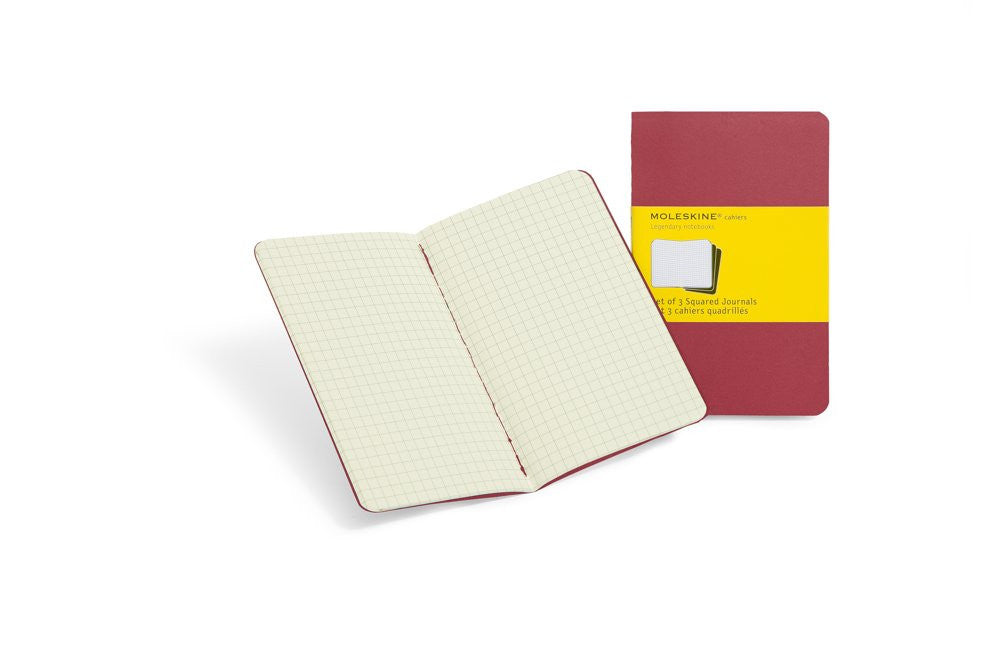 Premium Moleskine Squared Cahier Journal Set of 3 - Lined Notebooks for Writing, Sketching & Note Taking - Perfect for Students, Artists & Professionals - Durable Kraft Paper Cover