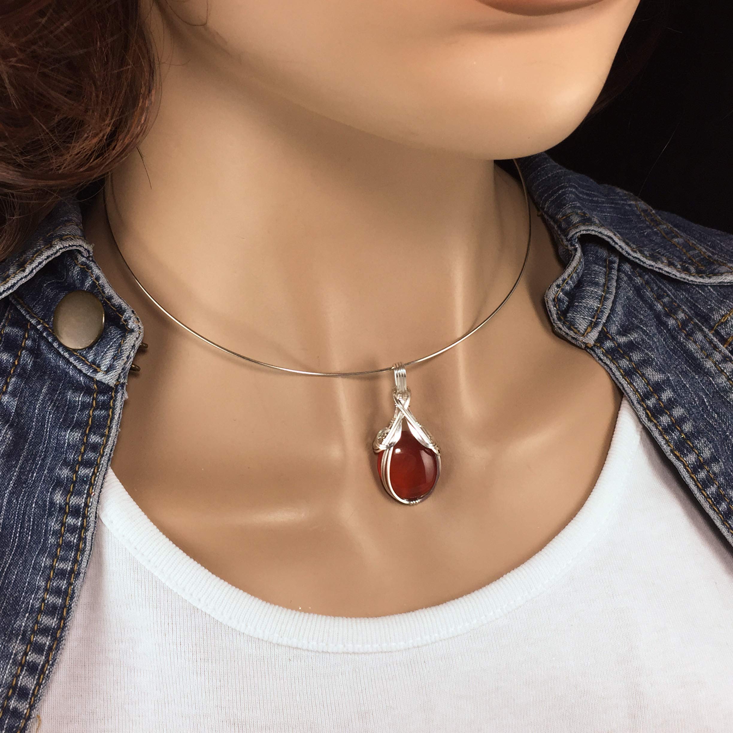 **Sterling Silver Carnelian Crystal Necklace Pendant - Heart Wand Reiki Energy Jewelry for Love & Romance, Elegant Gift Box Included | Perfect for Meditation, Healing & Spiritual Gifts**