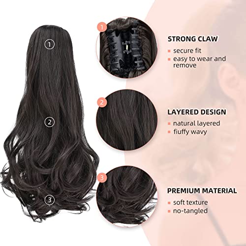 Natural Wavy Ponytail Hair Extension for Women - Clip-in Synthetic Hairpiece for Volume & Length - Perfect for Parties, Weddings & Everyday Styling