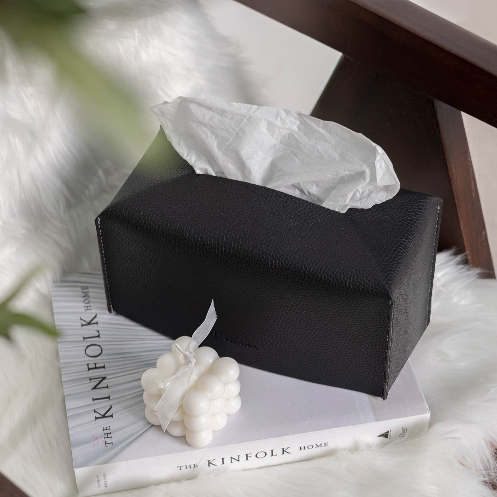 Premium PU Leather Tissue Box Cover Holder - Modern Decorative Storage for Facial Tissues | Stylish Home, Office & Bathroom Vanity Organizer | Perfect for Living Room, Bedside & Guest Bath Decor