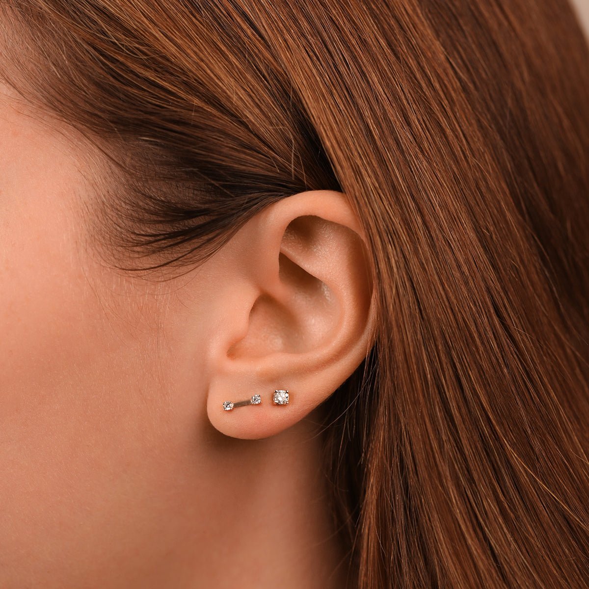14K Rose Gold Double Stacked Diamond Stud Earrings for Women - Elegant & Timeless Jewelry Gift for Wedding, Anniversary, Birthday & Everyday Wear