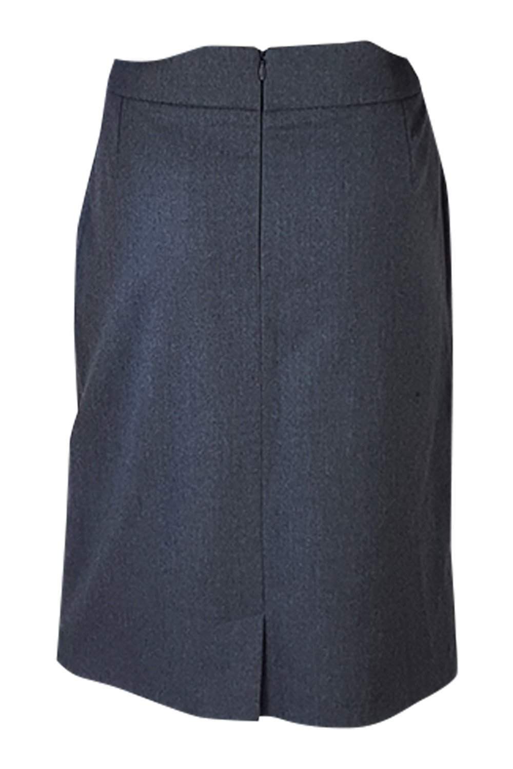 BAMFORD Grey Organic Wool Pleat Front Pencil Skirt for Women | UK Size 14 | Office Wear, Business Casual & Formal Occasions