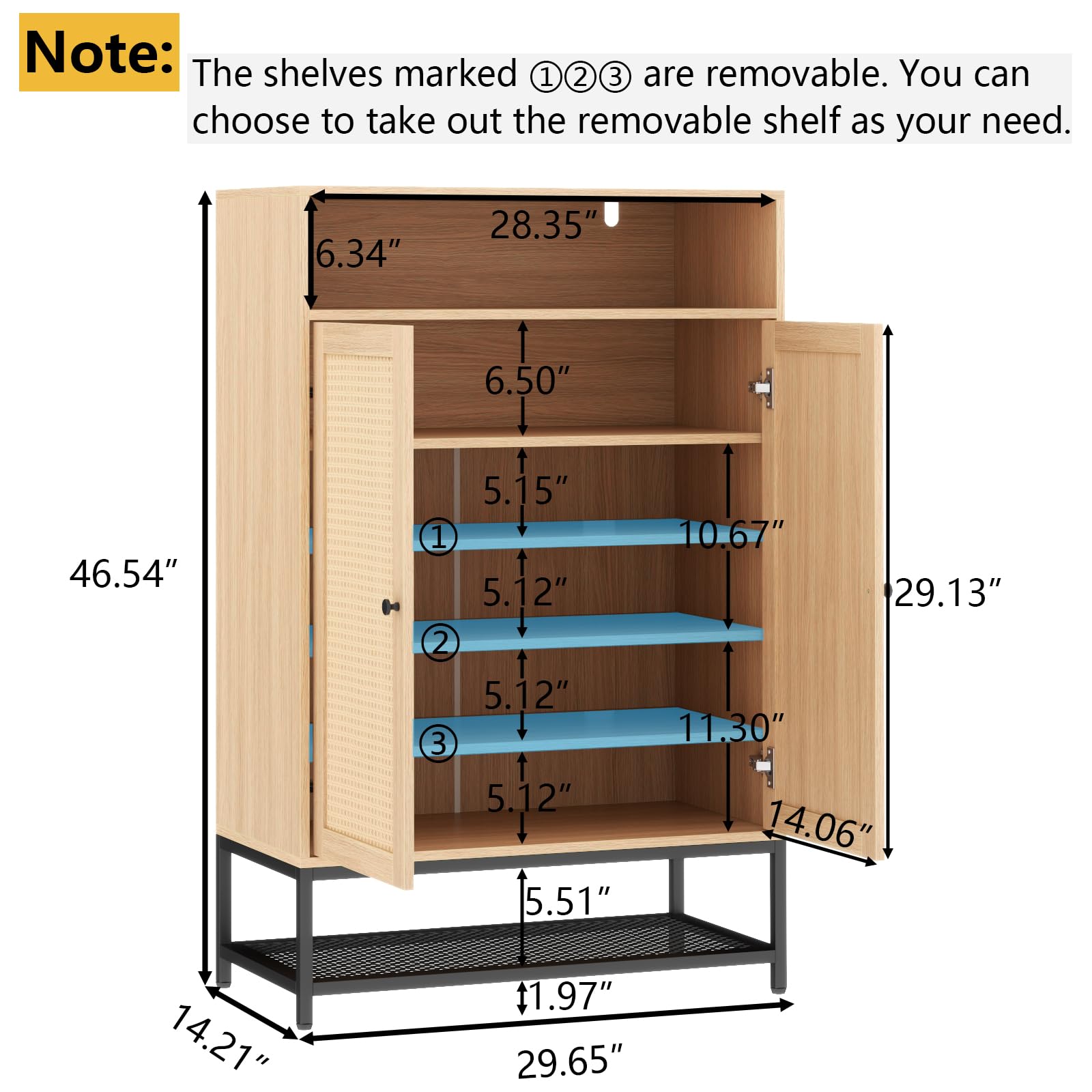 7-Tier Rattan Shoe Storage Cabinet with Adjustable Shelves & Doors - Entryway Shoe Organizer for Hallway, Closet, Living Room | Perfect for Small Spaces & Home Organization