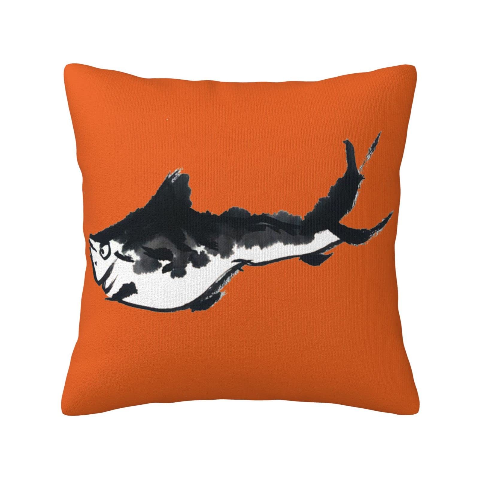 Pooizsdzzz 16x16 Inch Orange Fish Pillow Cover - Soft Cushion Case for Sofa, Bedroom Decor - Perfect for Home Decor, Kids Room & Coastal Theme Living Spaces