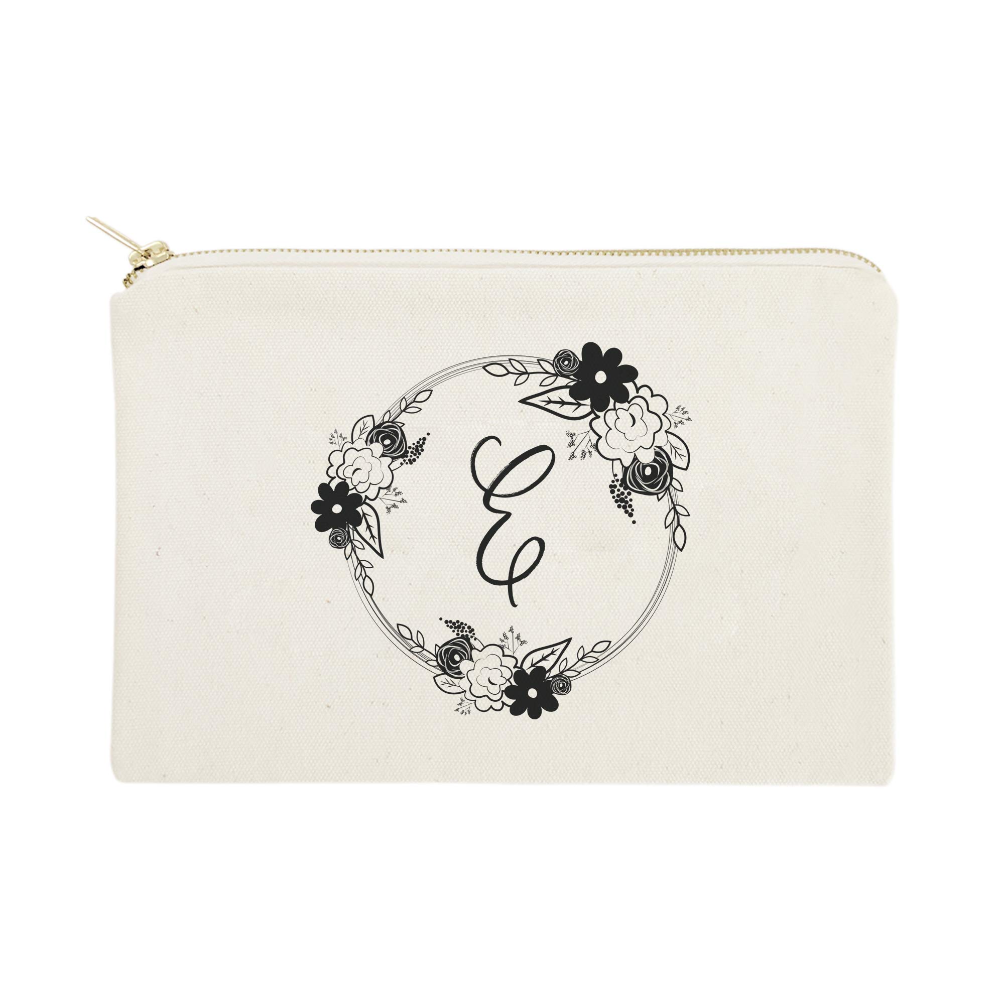 Personalized Monogram Floral Initial Cosmetic Bag - Cotton & Canvas Travel Makeup Pouch for Women | Perfect for Travel, Gym & Everyday Essentials Organization