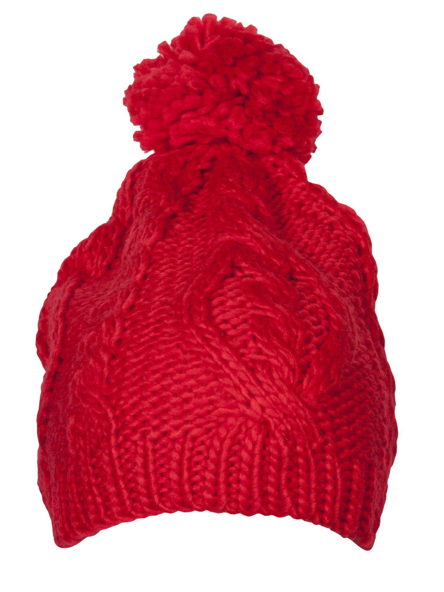 Premium Crochet Knitted Beanie with Pom Pom - Warm Winter Hat for Women & Men - Perfect for Skiing, Snowboarding and Outdoor Activities (Red)