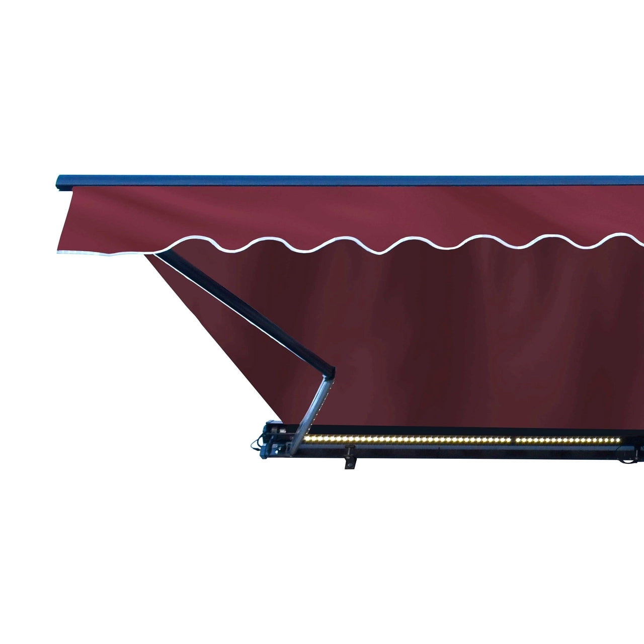 ALEKO 20x10 Feet Half Cassette Motorized Retractable LED Patio Awning - Burgundy Luxury Outdoor Awning for Deck, Garden & Backyard Shade