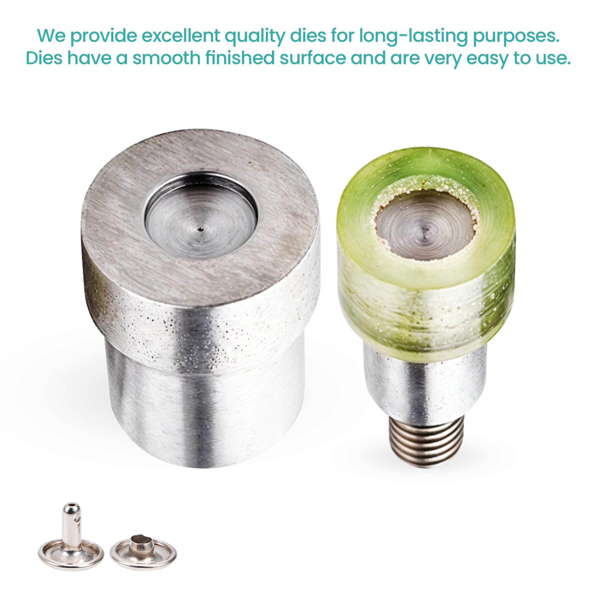 10mm Green Two-Piece Double Cap Rivets with Hand Press Machine - Ideal for Leather Crafting, DIY Projects, and Metal Fabrication