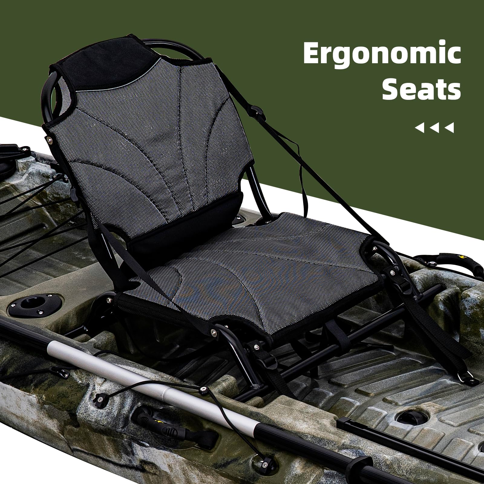 GARVEE 13FT Fishing Kayak for Adults - Sit on Top Kayak with Paddle & Comfortable Seat - 400LBS Capacity Hard Shell Recreational Ocean Kayak Boat - Perfect for Fishing, Camping and Water Sports Adventures