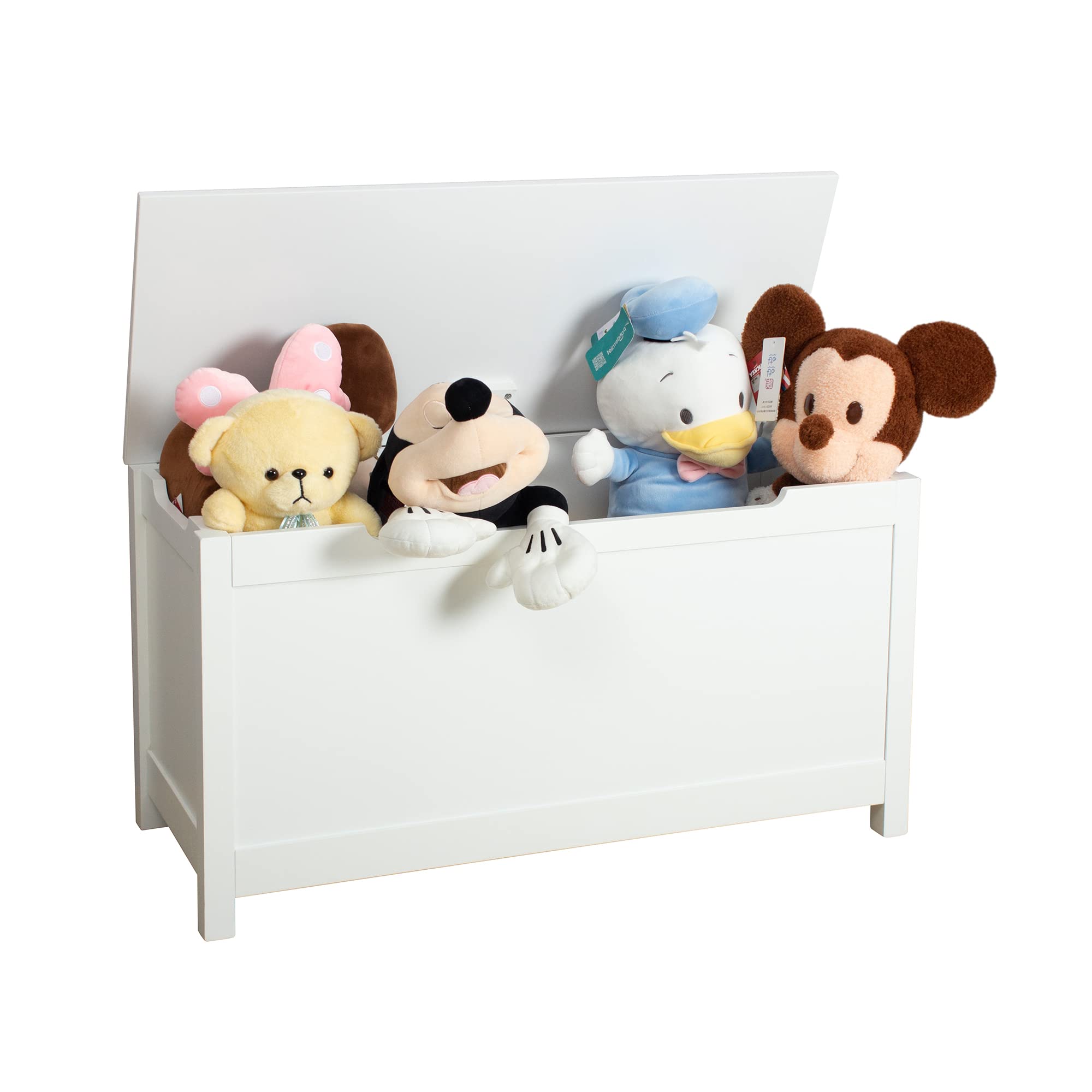 Wooden Toy Box Bench with Storage - Kids Toy Organizer Chest for Boys & Girls - Playroom, Bedroom, Living Room Decor - White Multifunctional Furniture for Toy Storage & Seating