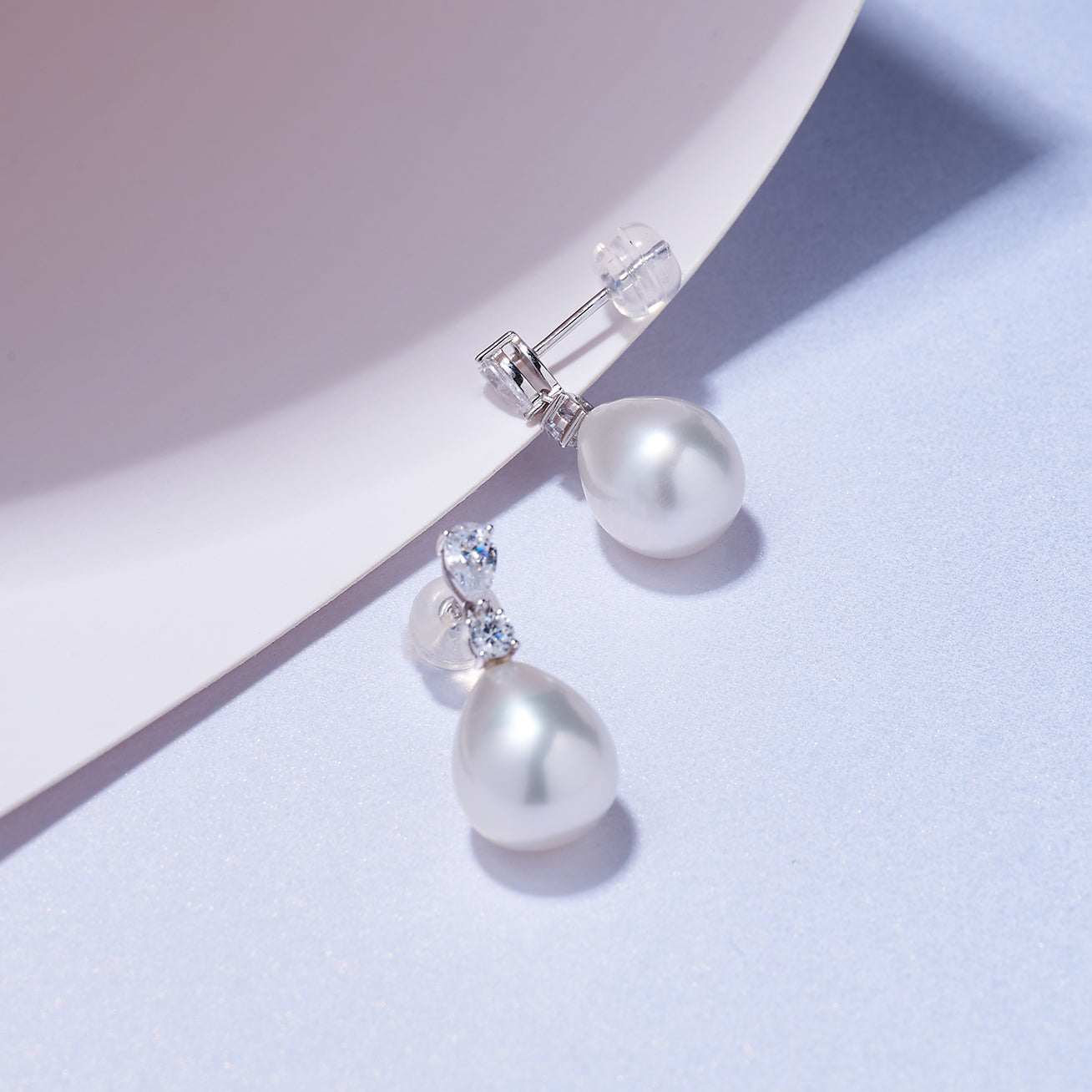 18K Solid Gold Australian White Pearl Earrings KE00201 - Elegant Stud Earrings for Women, Perfect for Weddings, Parties & Everyday Wear