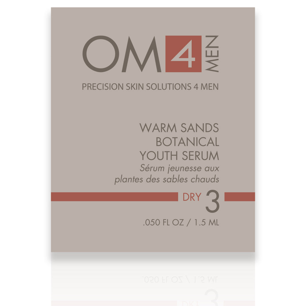 Organic OM4 Dry Step 3: Warm Sands Botanical Youth Serum for Men - Anti-Aging Face Moisturizer with Natural Ingredients | Perfect for Daily Skincare Routine & Reducing Fine Lines