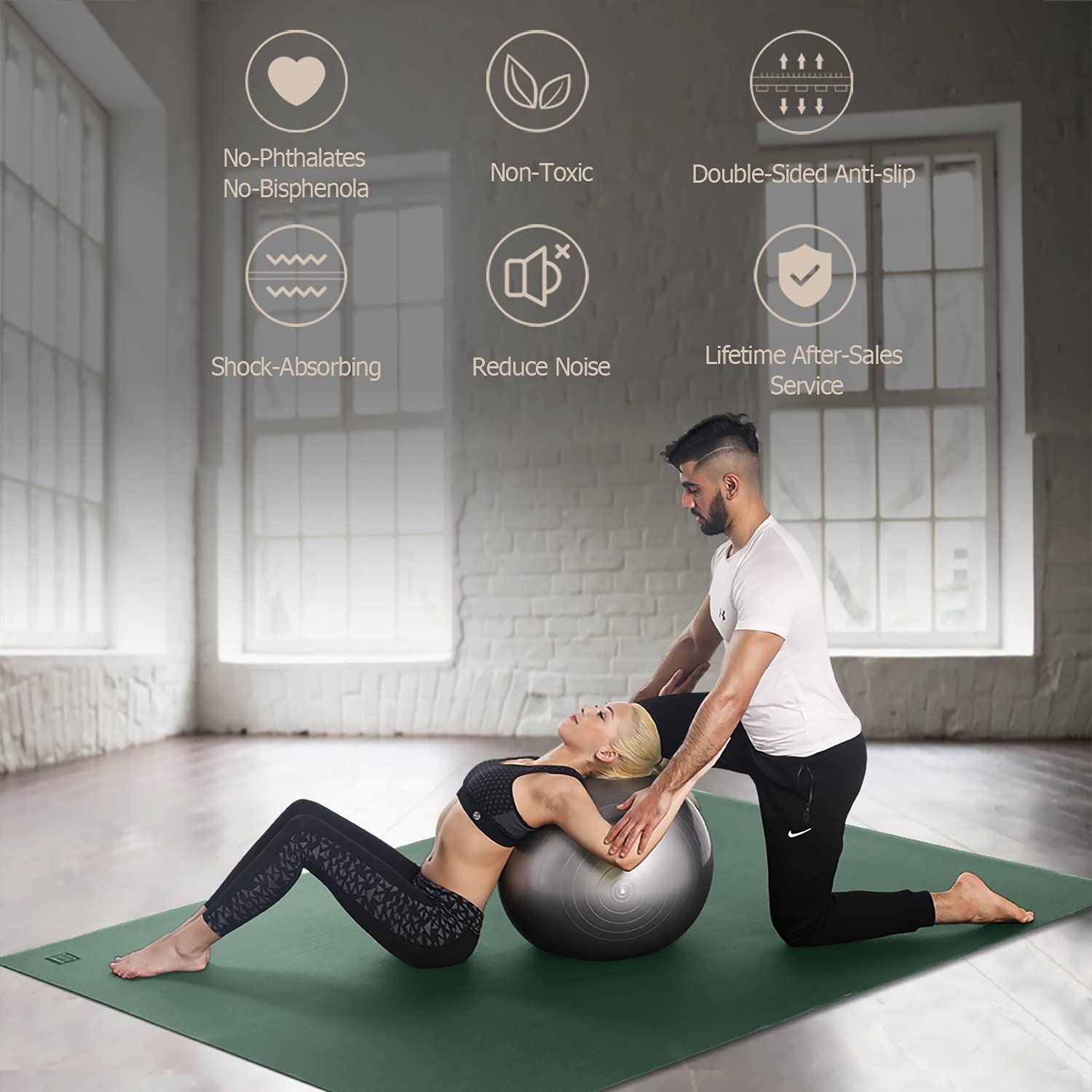 GXMMAT Extra Thick 7mm Large Yoga Mat (12'x6'/10'x6'/6'x8') - Non-Slip, Quick Resilient Exercise Mat for Home Gym, Pilates, Stretching & Meditation - Perfect for Barefoot Workouts, Floor Protection & Comfortable Fitness Sessions