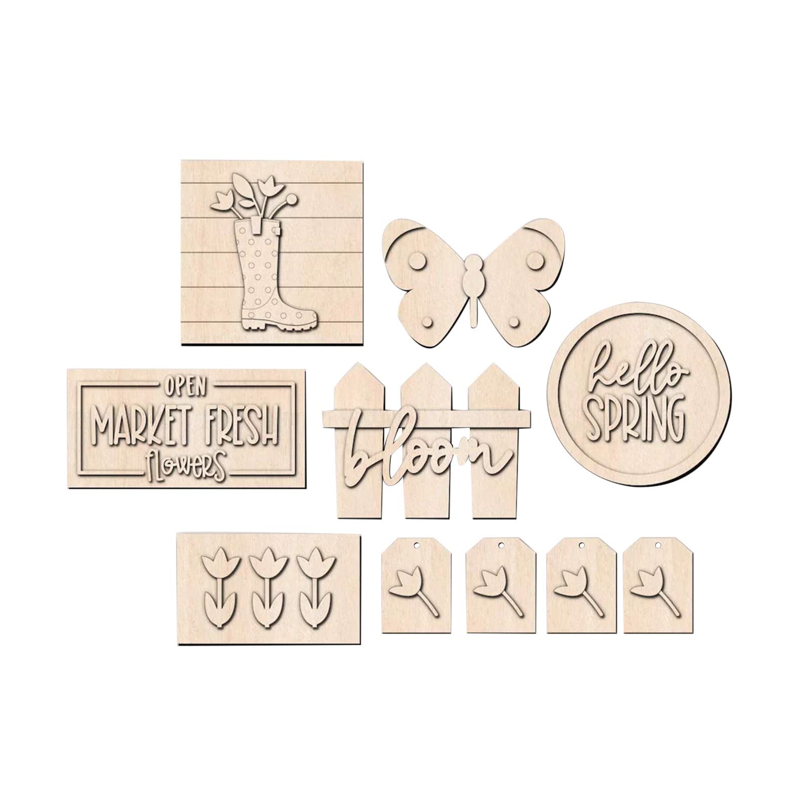 Wooden Tiered Tray Decor - DIY Mini Spring & Easter Home Decor, Kitchen Tray for Seasonal Display, 12-Piece Christmas Tree Ornaments Set | Perfect for Holiday Tablescapes, Farmhouse Decor, and Gift Giving