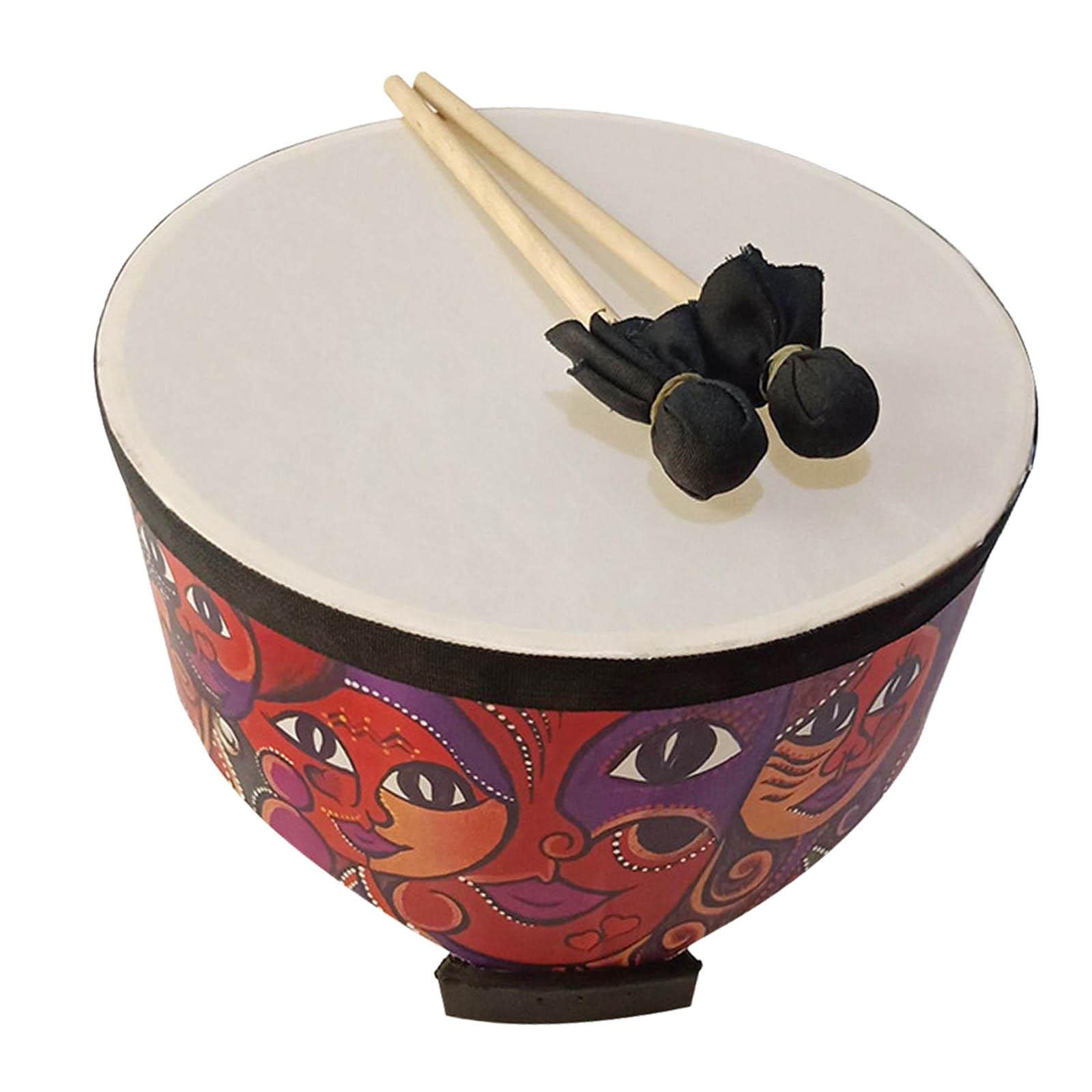 10 Inch Wooden Ground Drum with 2 Drumsticks - Early Education Musical Toy for Kids & Toddlers - Develop Rhythm Skills, Orff Percussion Instrument - Perfect for Classroom, Playroom & Outdoor Music Activities