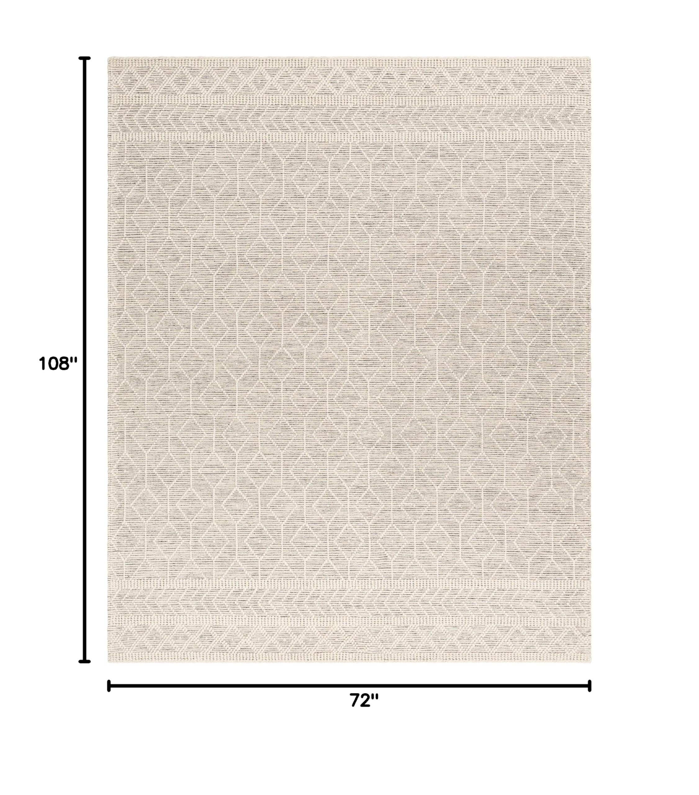 Handwoven Carolina Boho Wool High Low Textured Area Rug - Farmhouse Moroccan Trellis Carpet for Living Room, Bedroom & Dining Room - Handmade Zig Zag Bubble Weave Design - Black, White & Cream - 6' x 9' - Perfect for Bohemian Decor, Cozy Spaces & Modern Farmhouse Style