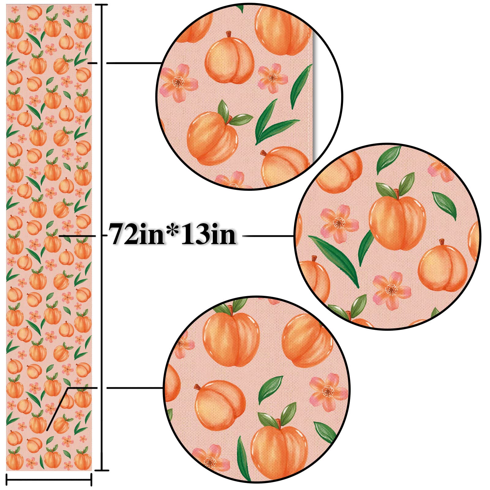 Linen Peach Table Runner for Summer Decorations | Sweet As A Peach Girl Birthday Party | Home Dining Room & Kitchen Table Decor (13