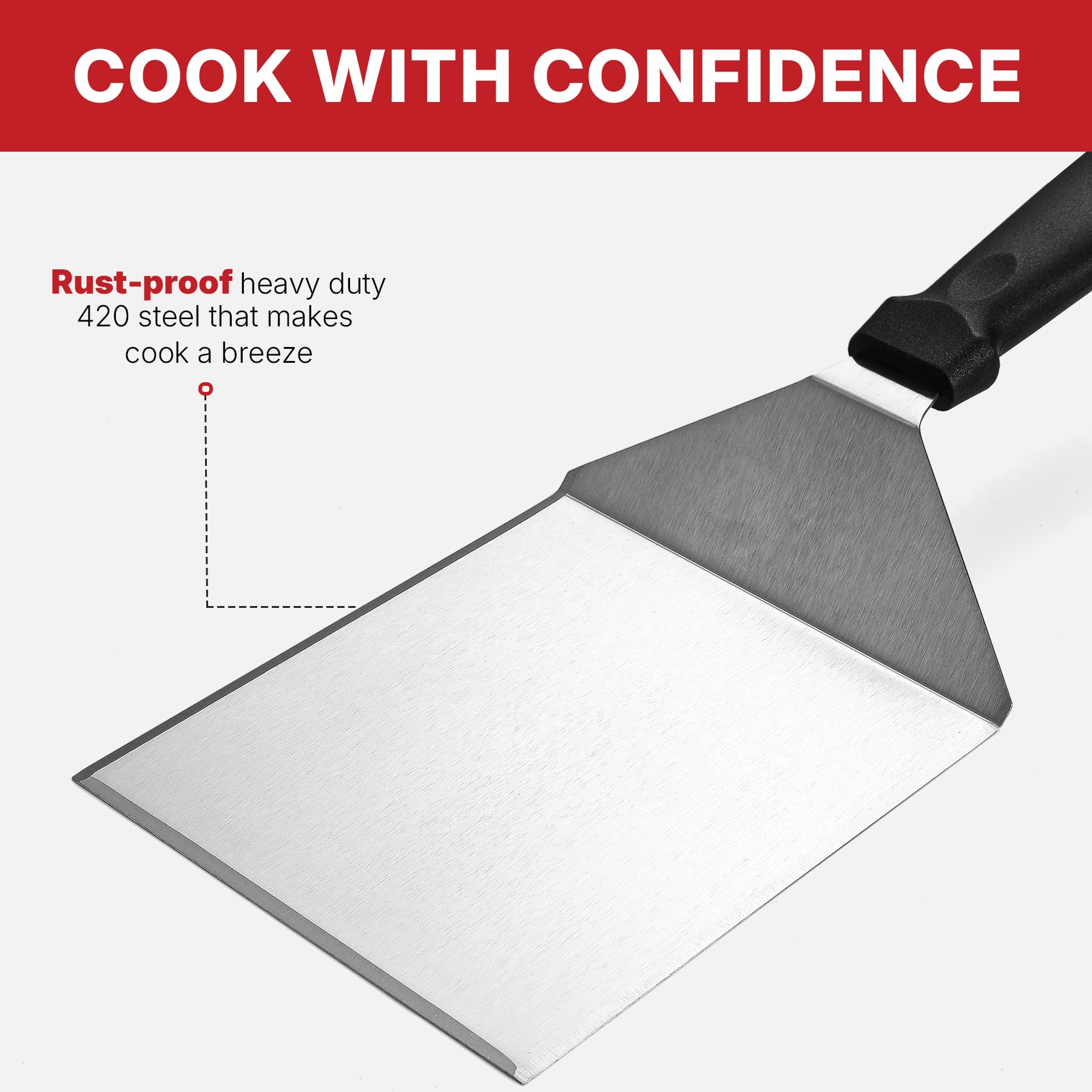 Premium Blackstone Griddle Spatula Set - 5-Piece Stainless Steel Griddle Accessories Kit for Grilling, Flipping & Scraping - Perfect for Outdoor Cooking, BBQ, Camping & Backyard Parties
