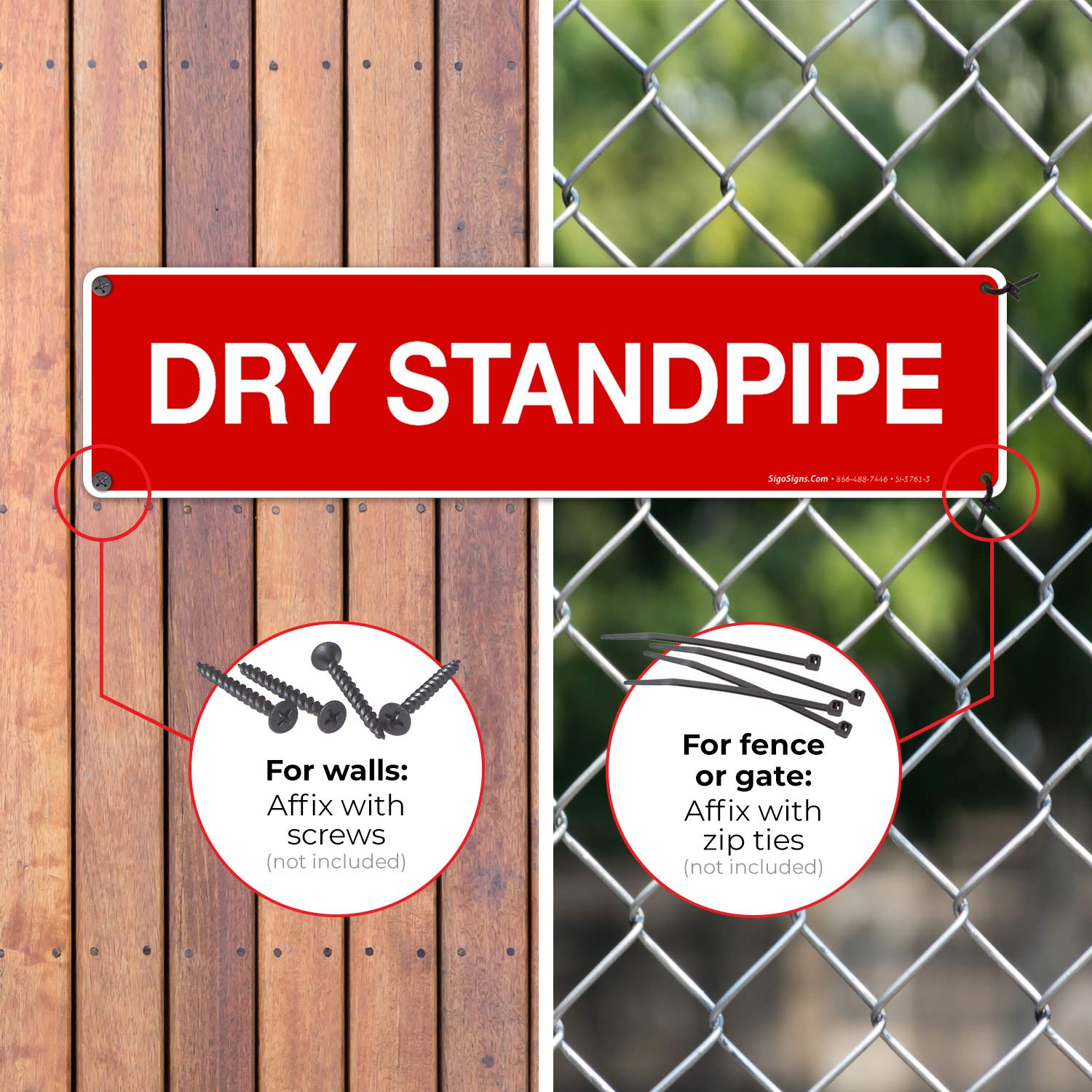 Fire Safety Dry Standpipe Sign - 3x12 Inches Rust-Free .040 Aluminum, Fade Resistant for Indoor/Outdoor Use - Made in USA | Ideal for Commercial Buildings, Warehouses & Fire Safety Compliance