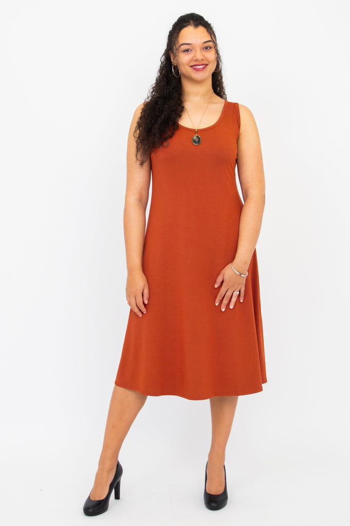 Becca Dress - Soft Bamboo Fabric in Elegant Copper Color - Perfect for Casual Outings, Summer Parties & Boho Style