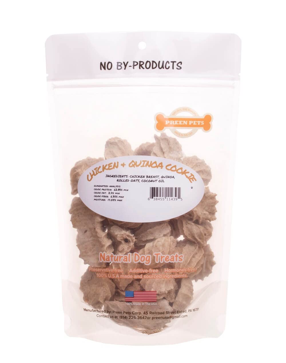 Organic Chicken Quinoa & Coconut Oil Dog Treats for Small & Large Breeds - Grain-Free, Healthy Snacks for Training & Rewards - Preen Pets (4 oz) - Perfect for On-the-Go, Travel & Daily Bonding