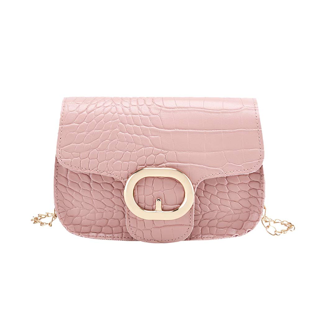 Women's Crossbody Shoulder Bag - Fashion Pink Hasp Handbag for Daily Use