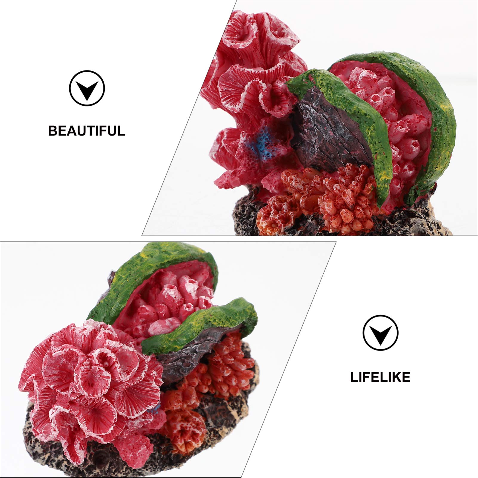 POPETPOP Artificial Coral Reef Decor - Resin Aquarium Plants & Shells for Fish Tank, Marine Landscape & Sea Themed Aquascaping - Perfect for Saltwater & Freshwater Tanks
