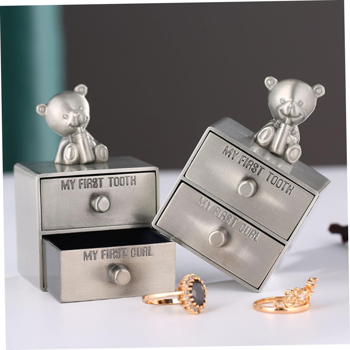 Baby Tooth Keepsake Box - Metal Jewelry Storage for Newborn Teeth & Small Trinkets | Perfect First Tooth Memory Gift