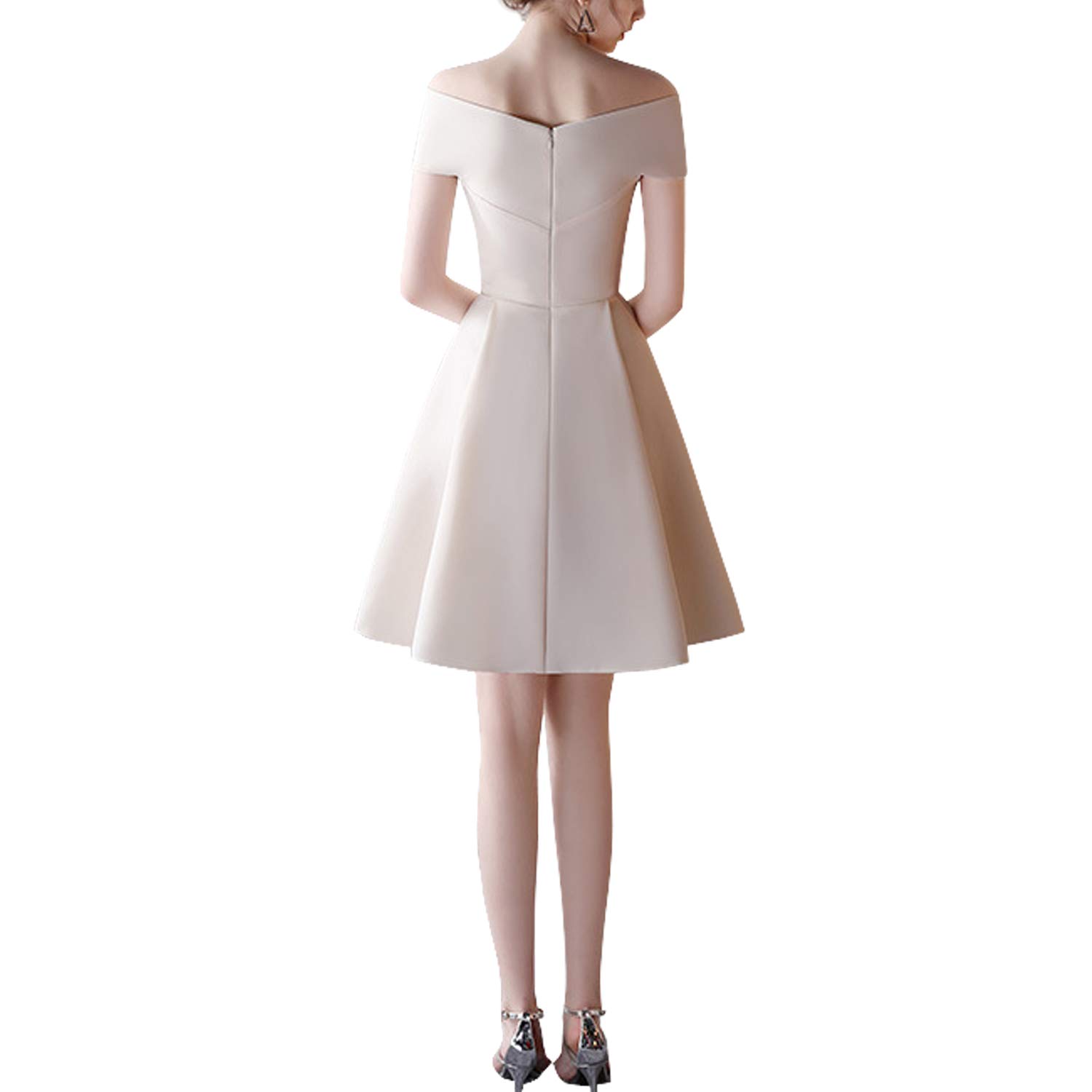 Inshine Women's Off Shoulder A-Line Cocktail Dress for Wedding Party - Apricot XS | Elegant Formal Gown for Bridal Shower, Evening Events & Special Occasions