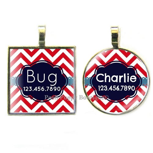 Custom Engraved Silver Pet ID Tag with Chevron Design - Perfect for Dogs & Cats - Personalized Pet Accessory for Safety & Style
