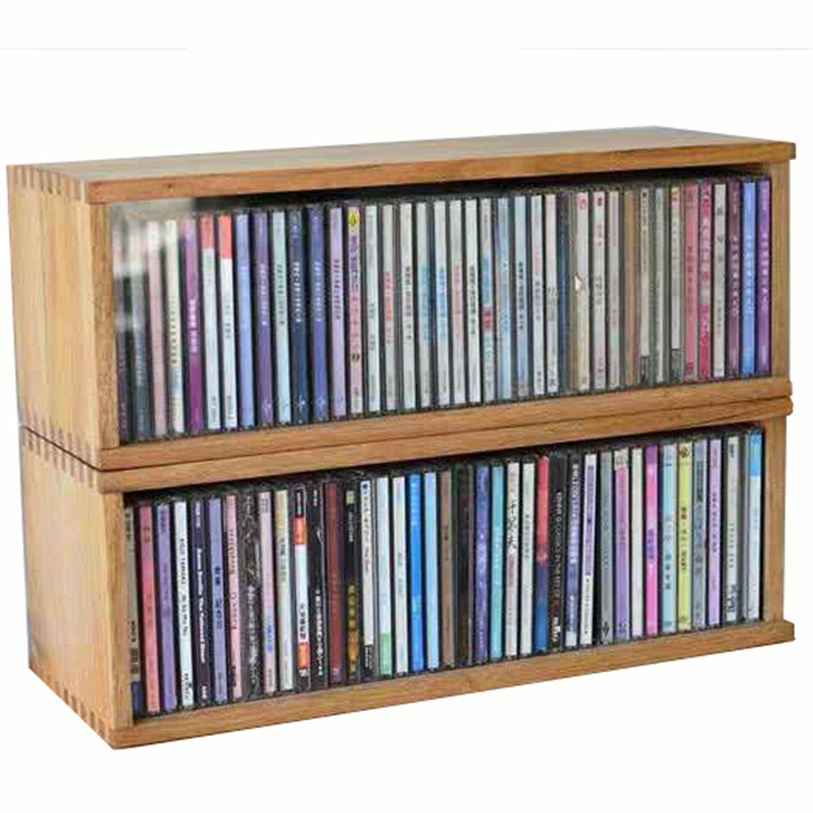 Premium Double-Layer CD Storage Rack - Handmade Solid Wood CD Organizer Box with Dustproof Design | Perfect for Vinyl Records, DVDs & Media Shelf Organization | Ideal for Home, Office & Music Studio Storage Solutions