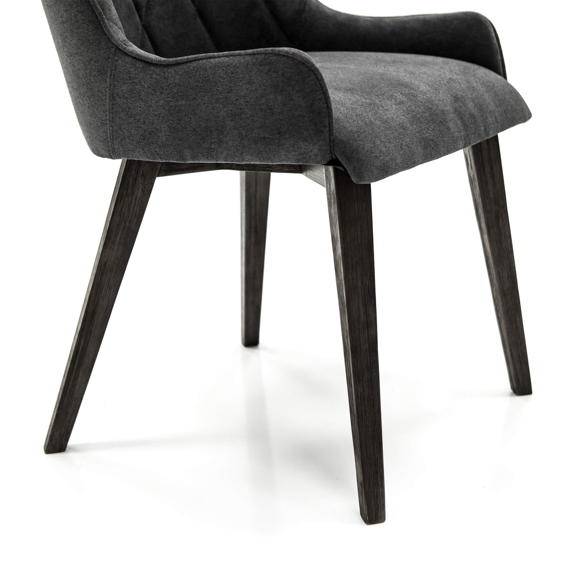 Armen Living Alana Modern Upholstered Dining Chairs Set of 2 - 19 Inch Height, Charcoal Gray Fabric - Perfect for Dining Room, Kitchen, Breakfast Nook & Home Office
