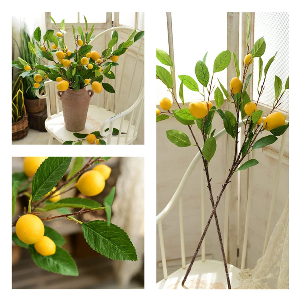 Highly Realistic Artificial Lemon Branches - Lifelike Fake Lemon Stems for Vase, Home & Party Decor (1 Piece) | Perfect for Wedding Centerpieces, Table Arrangements & DIY Floral Displays