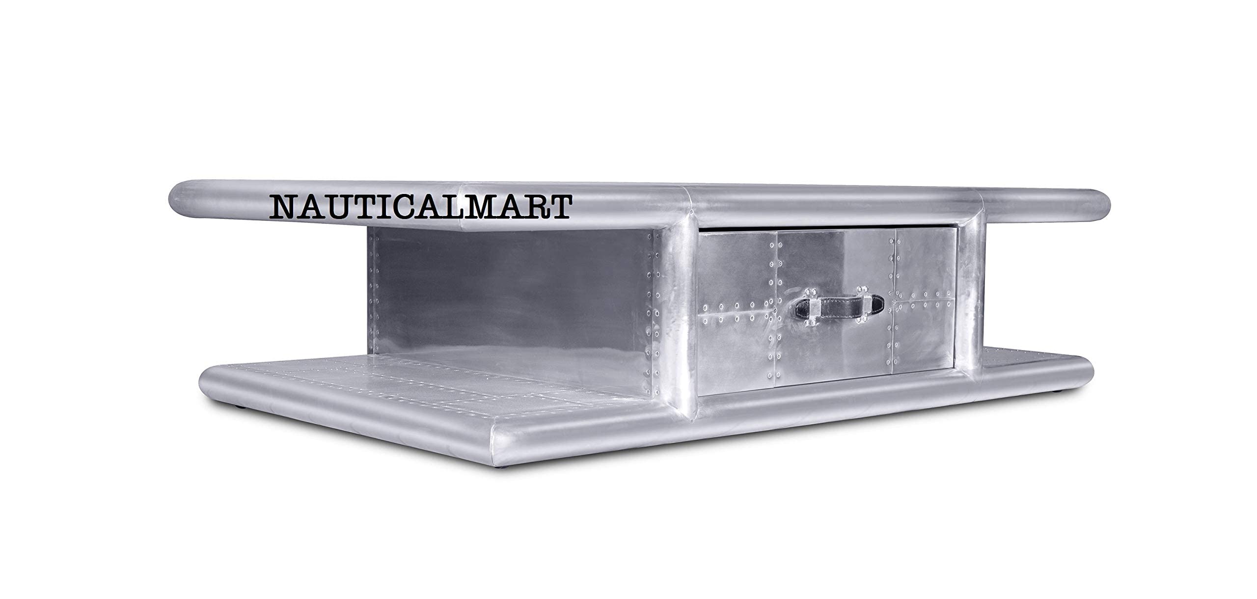 Nautical-Mart Modern Aviator Coffee Table - Aluminum Office Desk for Home & Office Decor - Perfect for Living Room, Study & Workspace Furniture