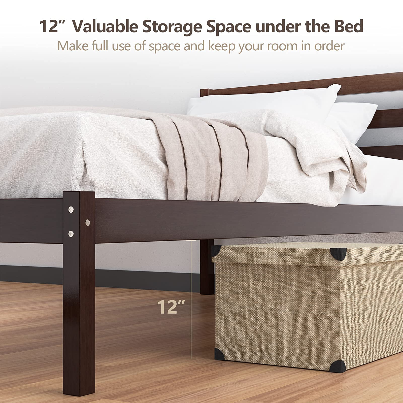 Giantex Solid Wood Platform Bed Frame with Paneled Headboard - Wood Slat Support, No Box Spring Needed - Twin Size Espresso Finish Mattress Foundation for Bedroom, Guest Room & Dormitory