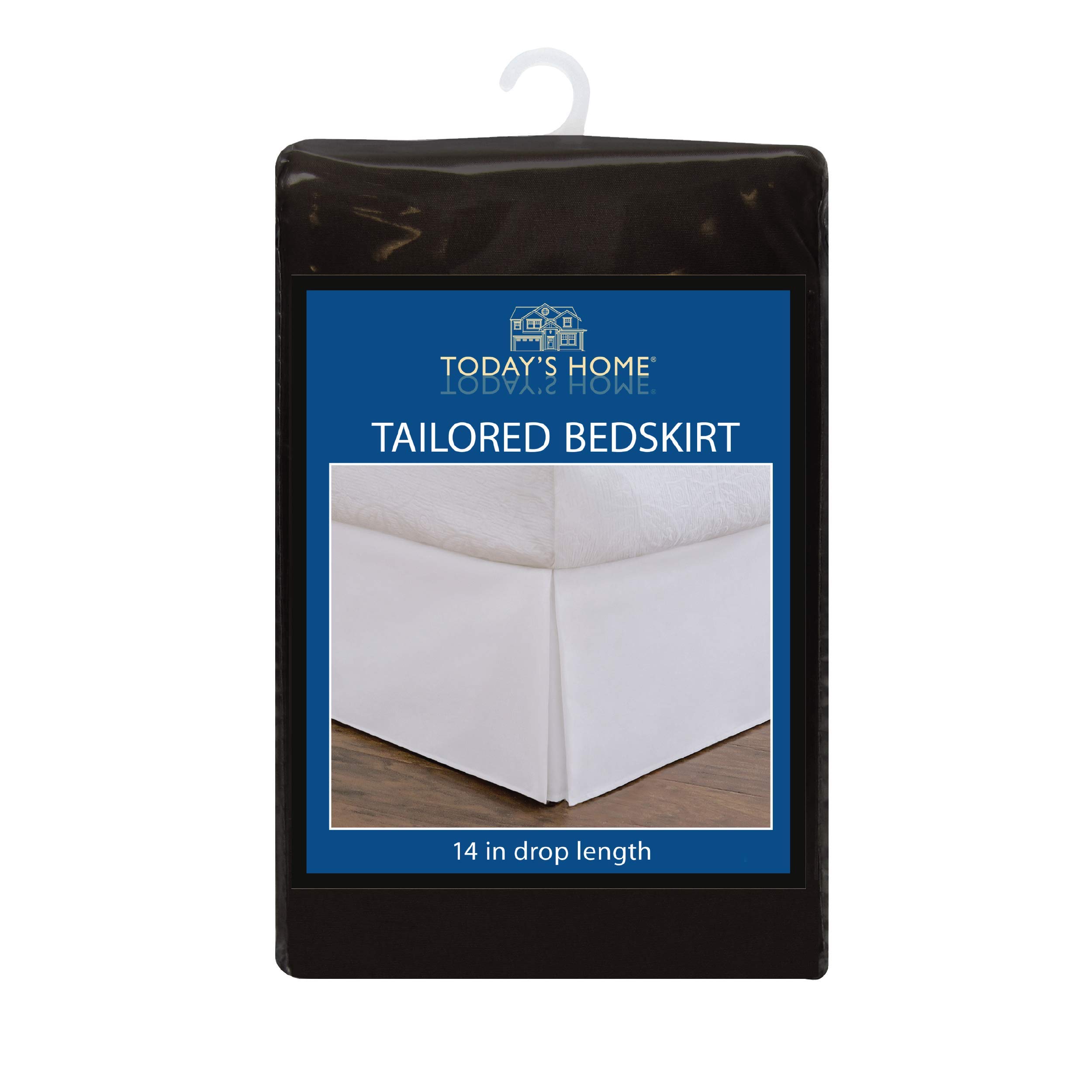 TODAY'S HOME Classic Tailored Bed Skirt Dust Ruffle - Premium Microfiber Fabric, 14 Inch Drop Length, Queen Size, Black - Perfect for Bedroom Decor & Mattress Protection