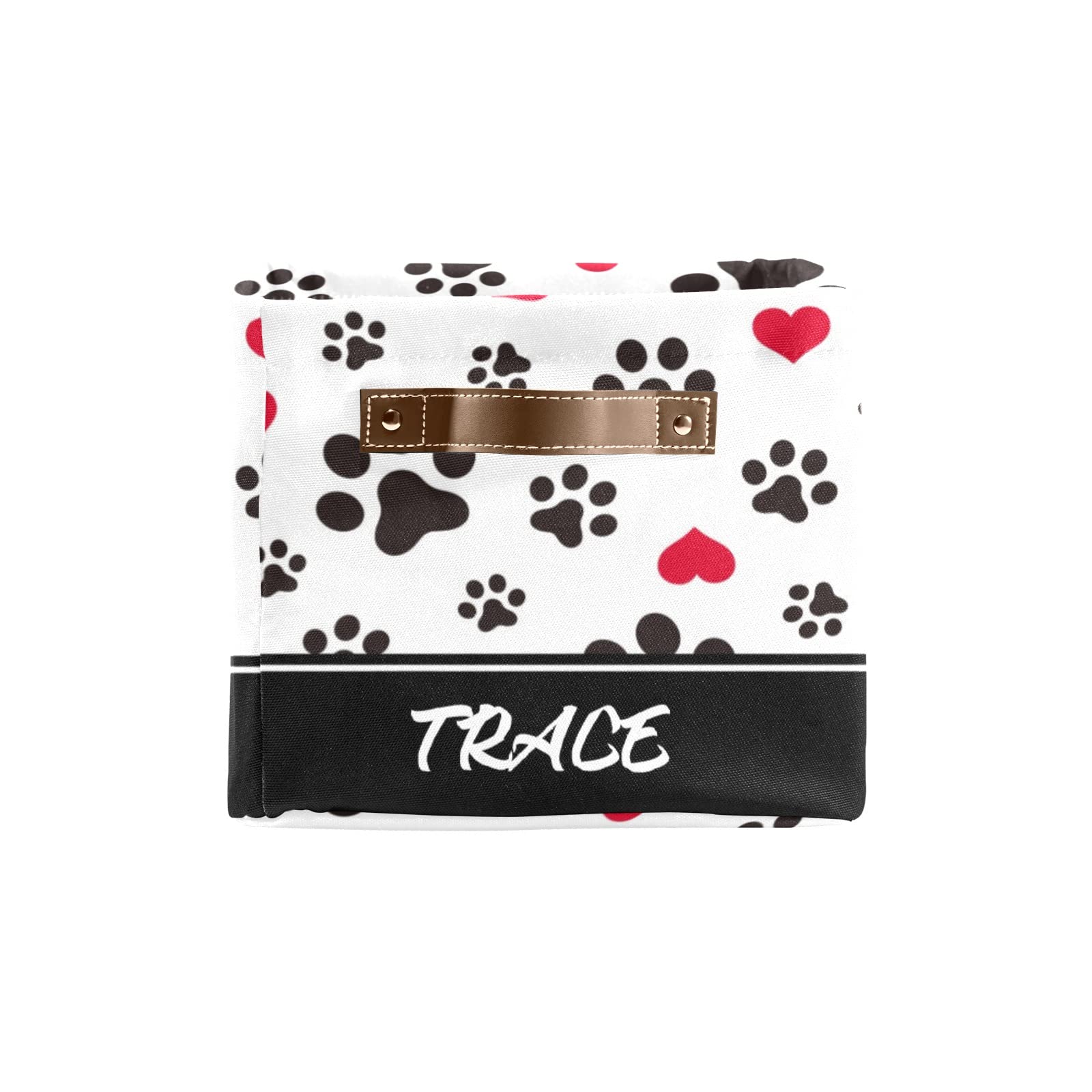 Personalized Dog Paw Love Hearts Storage Bins - 4 Pack Durable Cube Organizers with Handles for Shelves, Wardrobe, Nursery & Toy Storage | Perfect for Pet Lovers' Home Organization