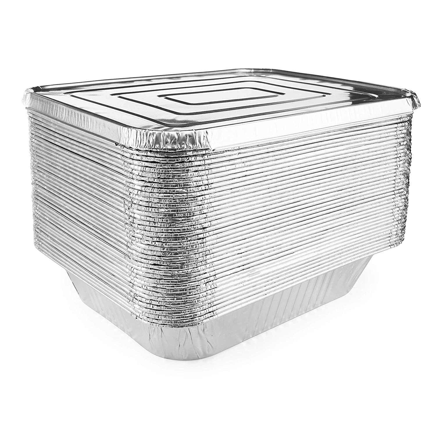 9 x 13 Inch Disposable Aluminum Pans with Lids - 500 Pack of Eco-Friendly Food Storage Containers for Baking, Cooking, Meal Prep & Leftovers - Durable, Leak-Proof & Keeps Food Fresh Longer - Perfect for Parties, Catering & Home Use