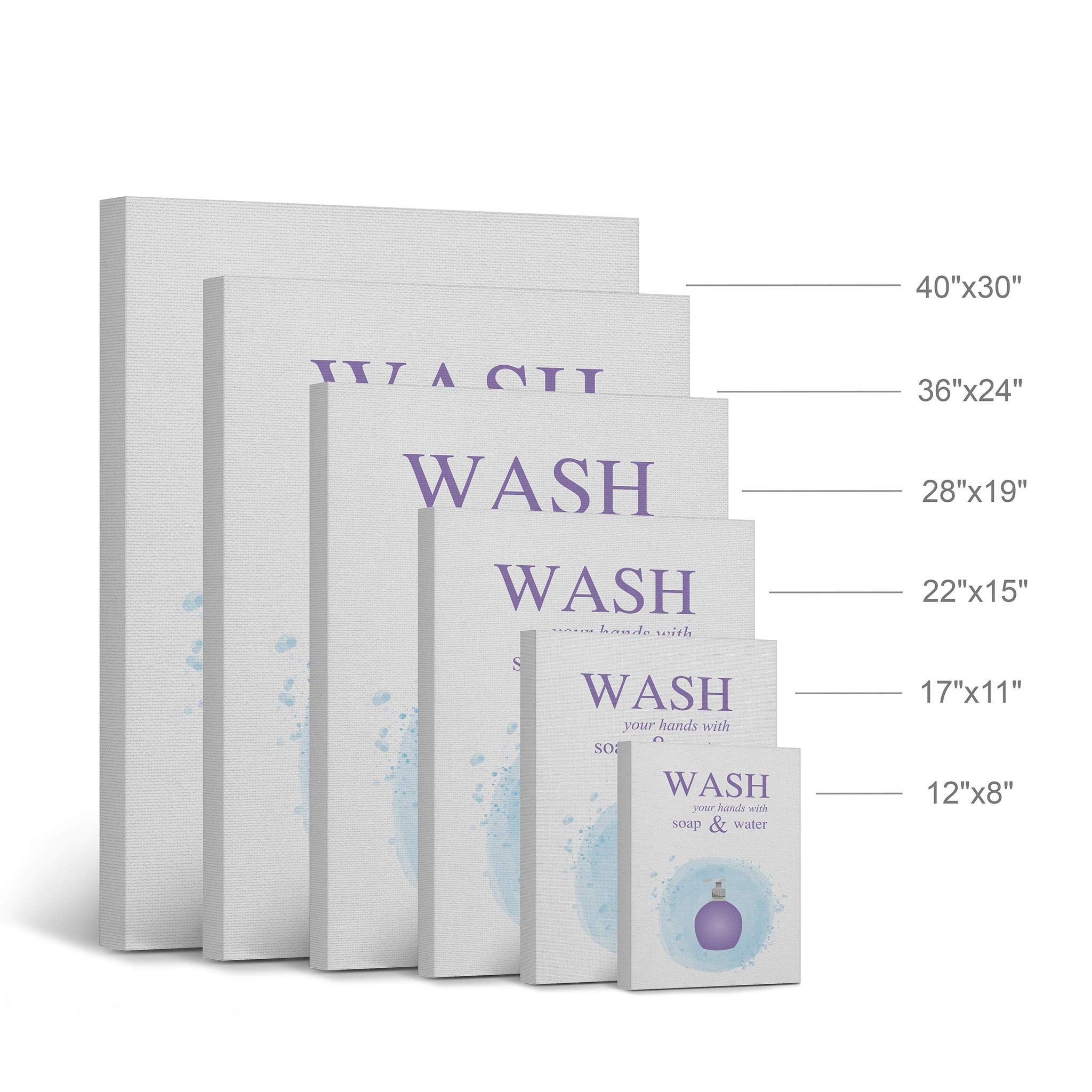 Funny Wash Your Hands with Soap and Water Canvas Print - Smile Art Design Bathroom Wall Decor for Kids & Nursery, Ready to Hang Home Decoration (36x24, Made in USA) - Perfect for Bathrooms, Playrooms, and School Hygiene Education
