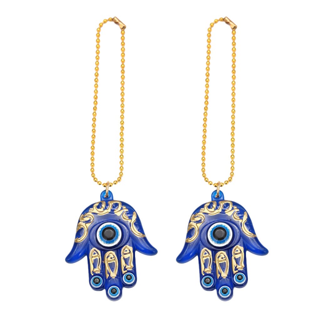 IMIKEYA 2 Pack Turkish Blue Evil Eye Car Hanging Ornaments - Evil Eye Keychain & Mirror Charm for Car Decor, Home Protection, and Good Luck Gift (Blue) | Perfect for Car Accessories, Housewarming, and Spiritual Decor