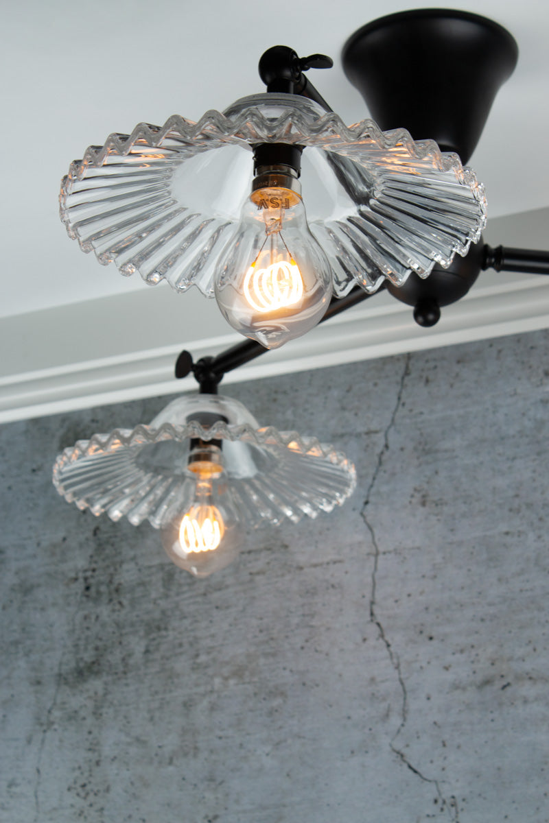Charmont Glass 3-Light Flush Mount Ceiling Light Fixture - Modern Crystal Clear Glass Shade for Bedroom, Living Room & Hallway Lighting