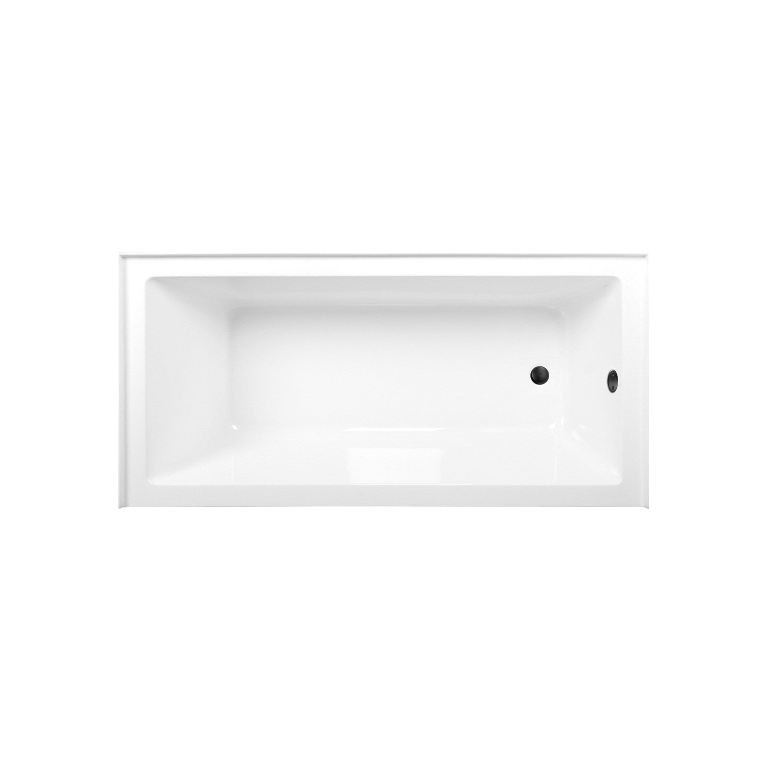 Aqua Eden 66 Inch Acrylic Rectangular 3 Wall Alcove Bathtub Combo with Waste & Overflow Drain - Right Hand Drain - Glossy White/Matte Black - Perfect for Modern Bathroom Renovations & Spa-Like Retreats