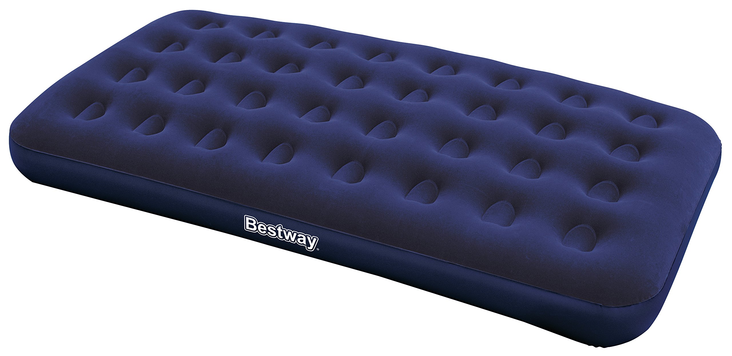 Bestway Flocked Air Mattress Twin Size - Inflatable Guest Bed with Built-in Pump, Comfortable & Portable for Camping, Travel, and Home Use - Blue