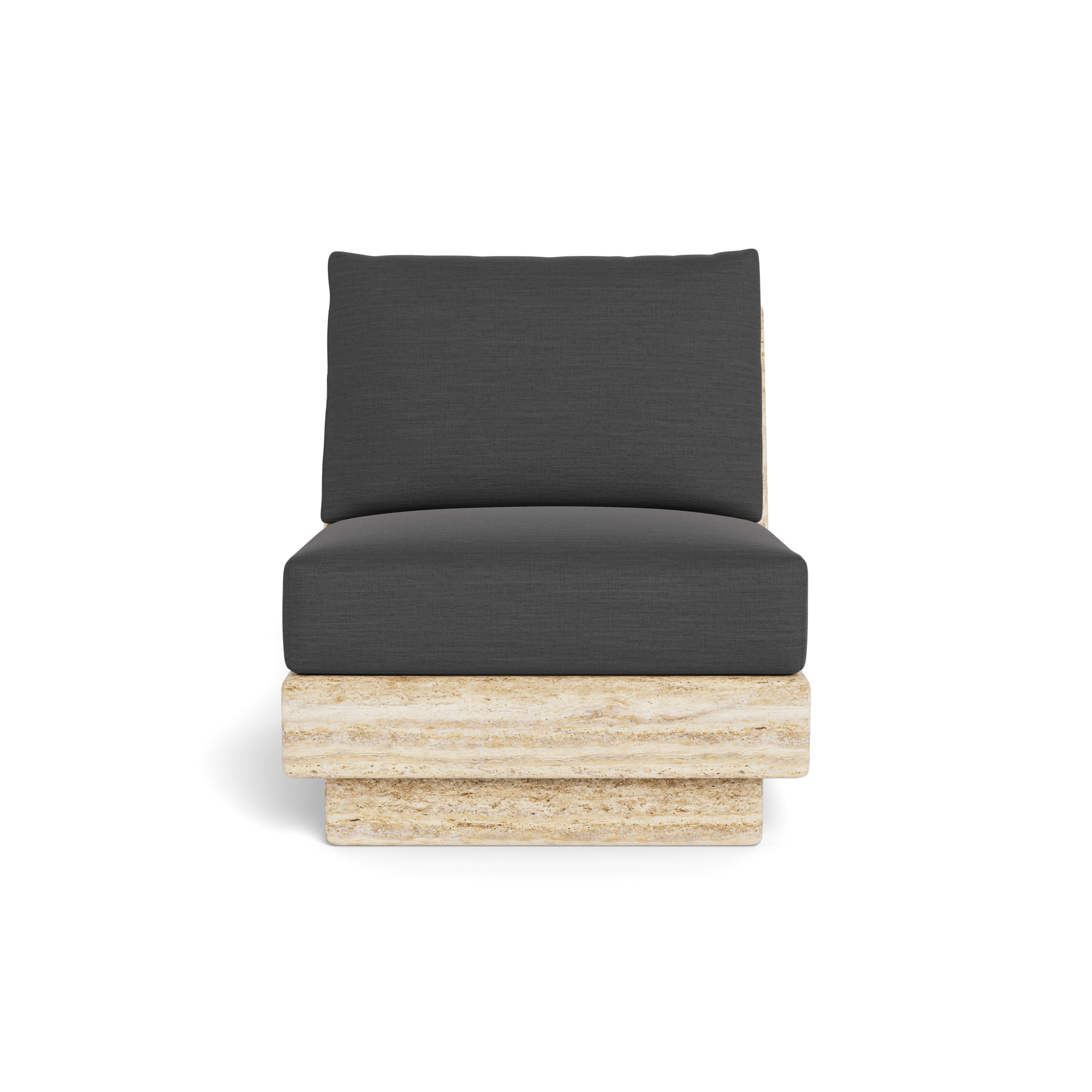 Tulum Travertine Armless Lounge Chair - Modern Outdoor Patio Furniture for Poolside, Garden, and Relaxation