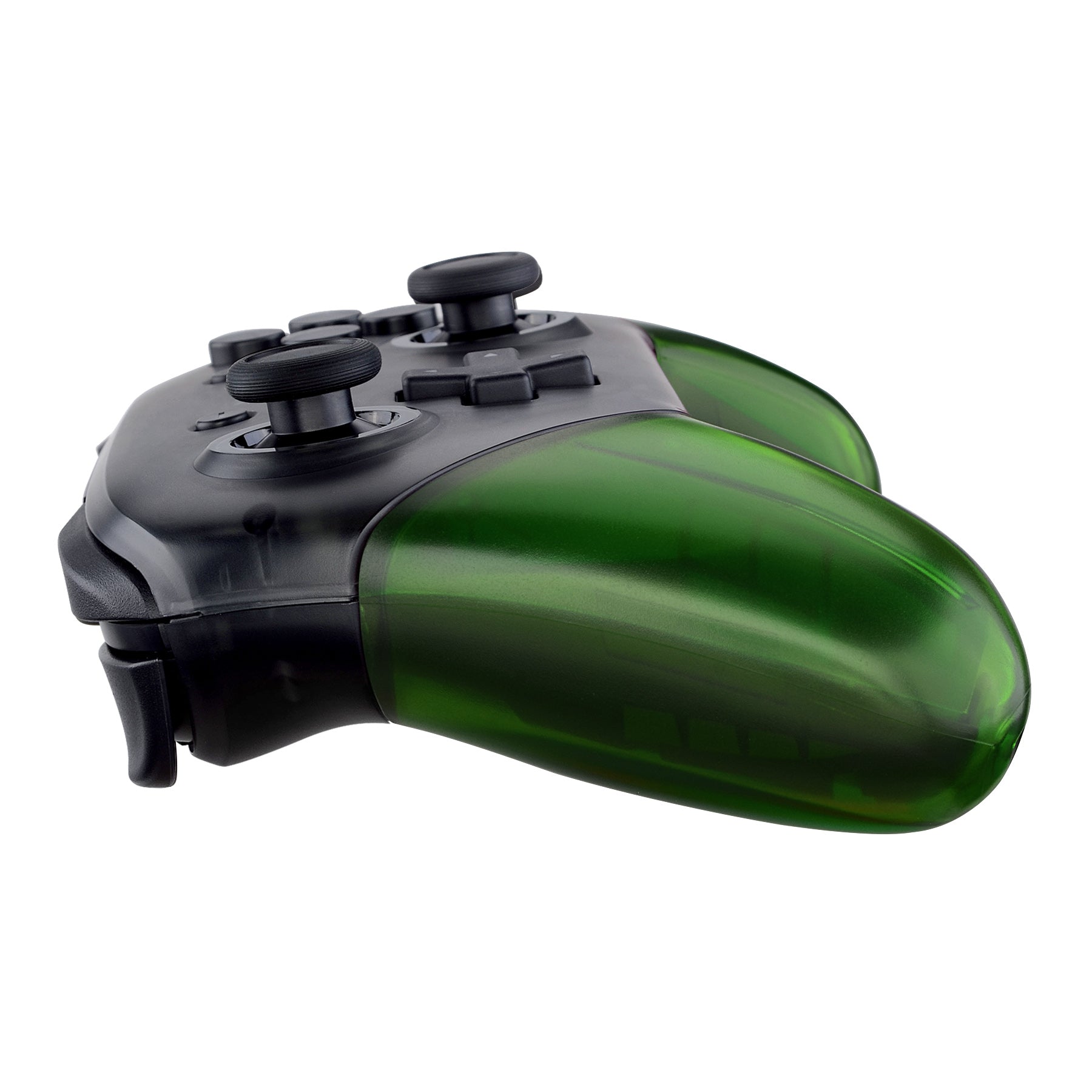 eXtremeRate Clear Green Replacement Handles for Nintendo Switch Pro Controller - DIY Grip Shell Kit (Controller Not Included) - Perfect for Gaming, Customization & Enhanced Comfort