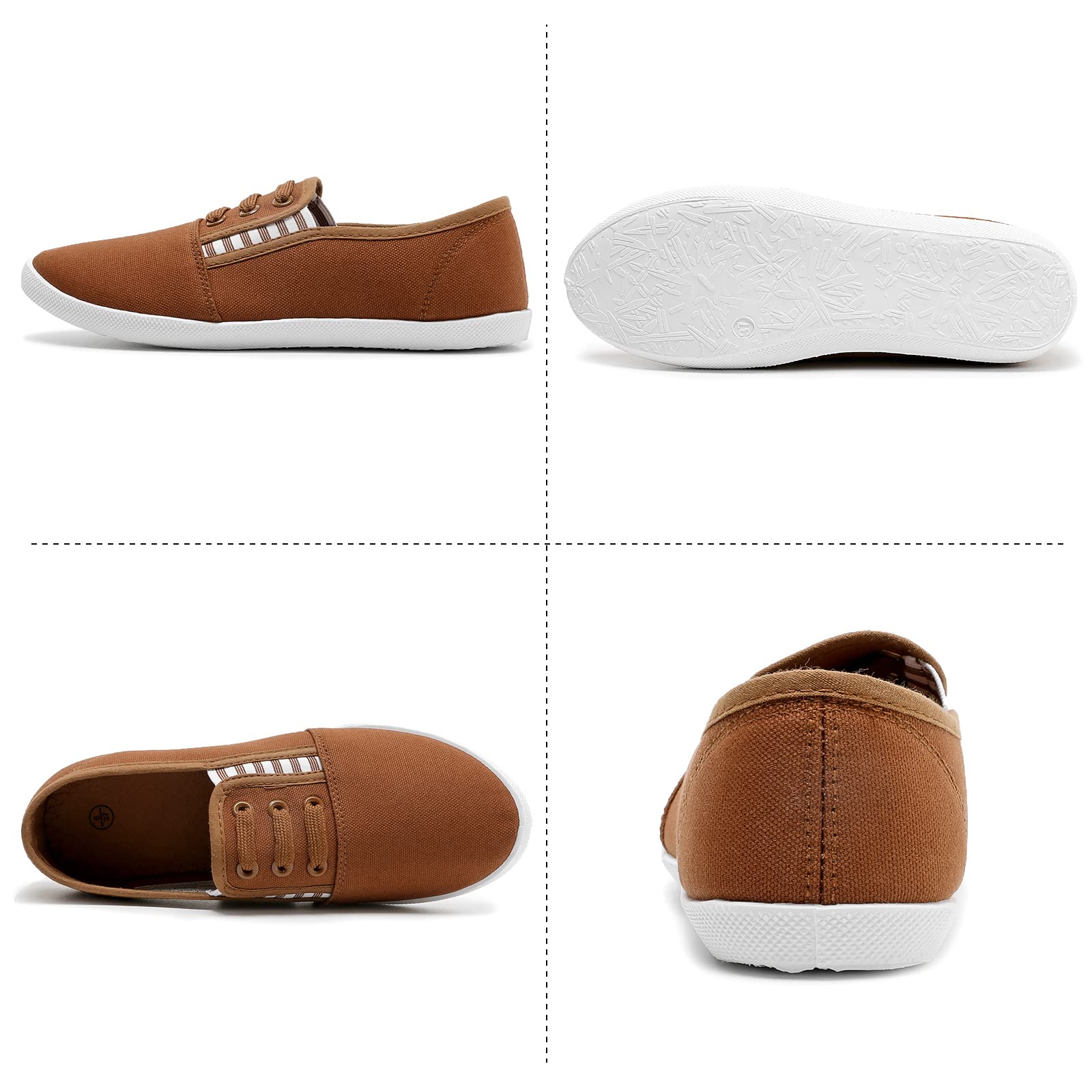 Kufeiti Women's Slip-On Canvas Sneakers - Comfortable & Fashionable White & Black Elastic Shoes for Casual Wear, Walking & Everyday Outfits