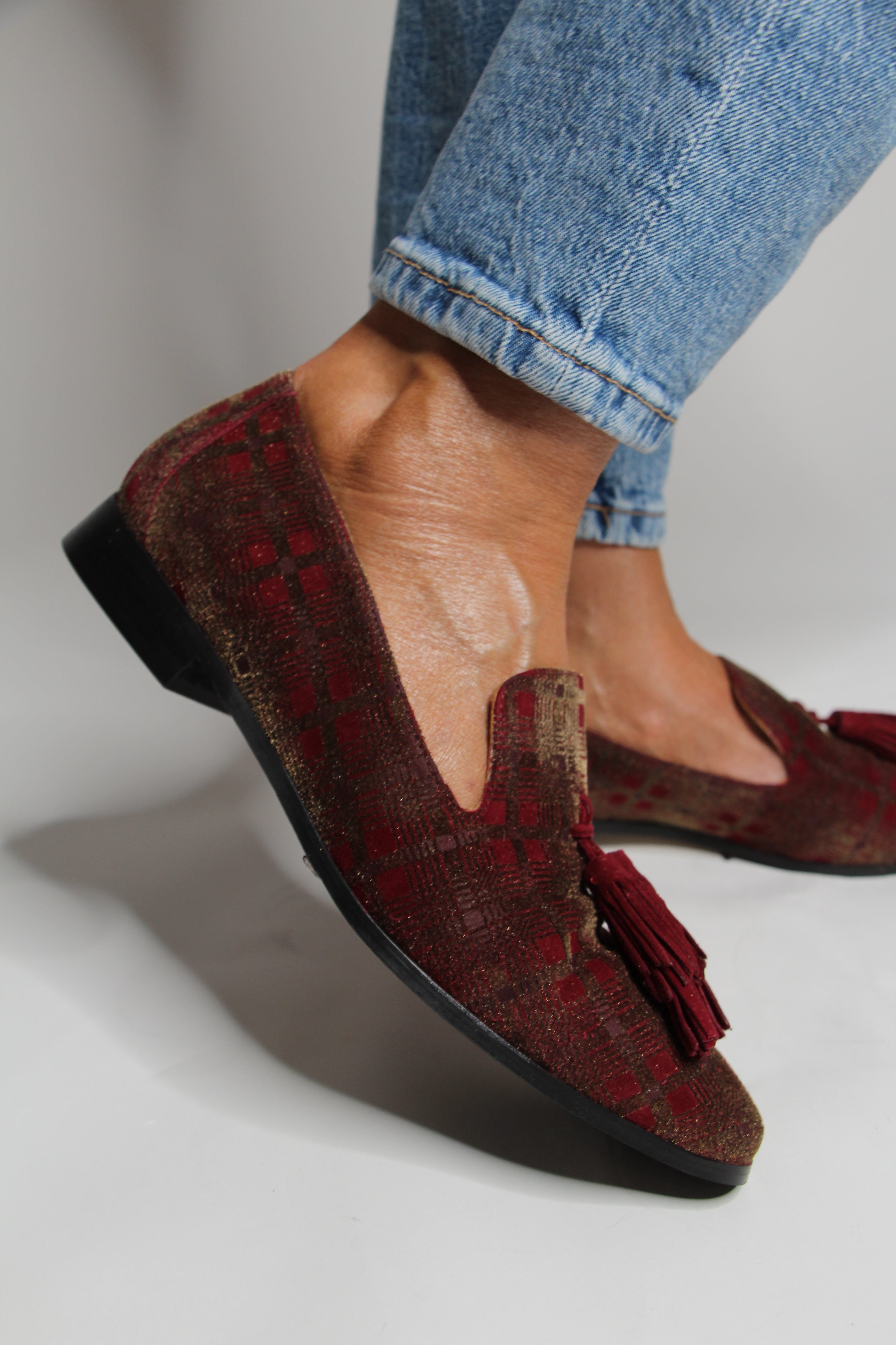 Pedro Miralles Brown Burgundy Velvet Print Loafers for Men - Comfortable Slip-On Dress Shoes for Business, Wedding & Formal Occasions