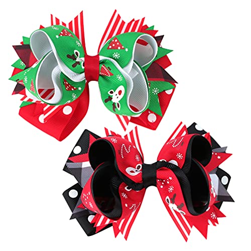 Amosfun 2pcs Girls Hair Clips - Christmas Tiara Bowknot Barrettes for Kids, Hair Accessories for Party, Cosplay & Costume | Perfect for Holidays, Birthdays, School Events & Dress-Up Play