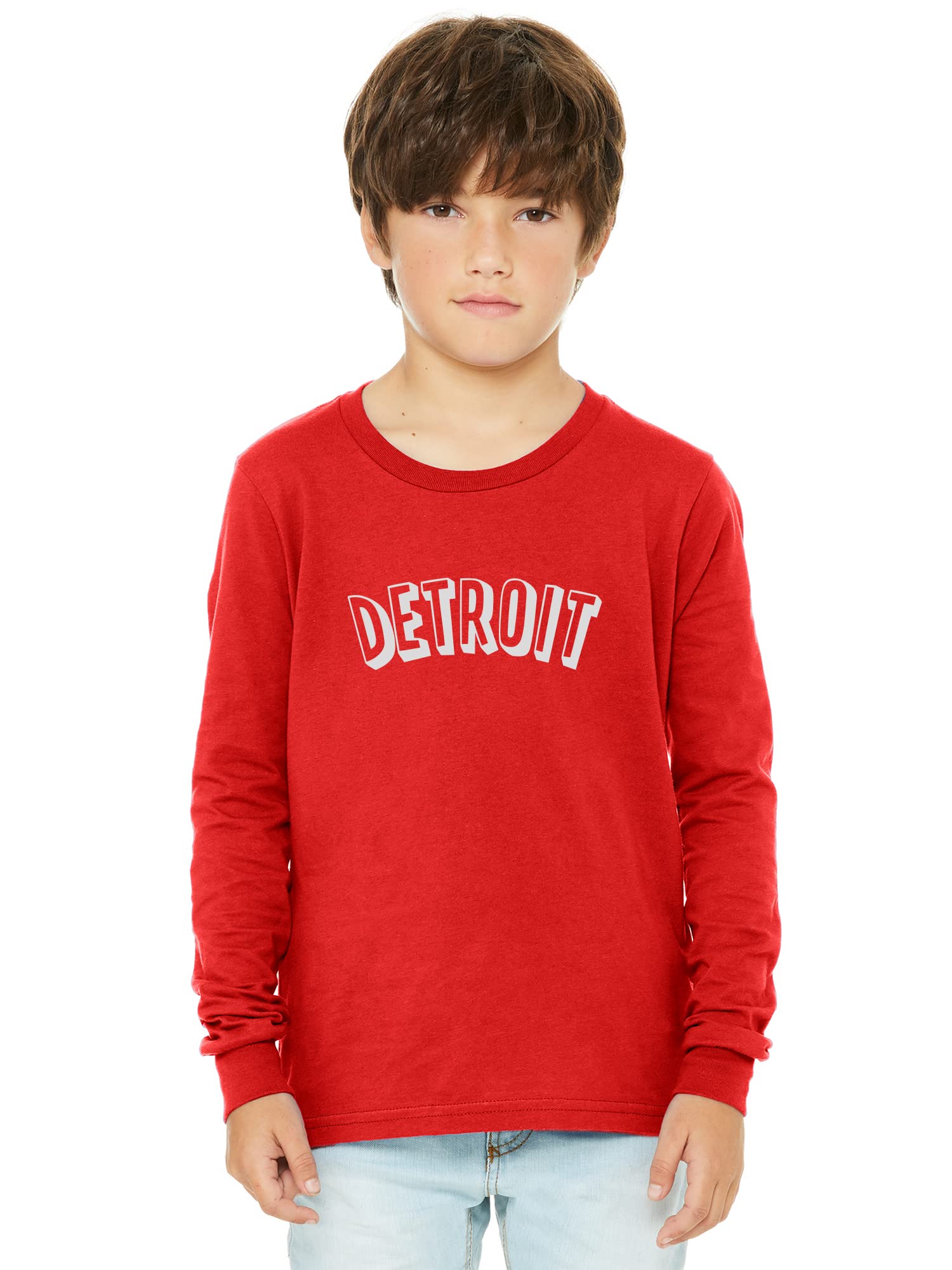 Daxton Youth Long Sleeve Detroit Basic T-Shirt for Boys - Soft Cotton Casual Tee for School, Sports & Everyday Wear