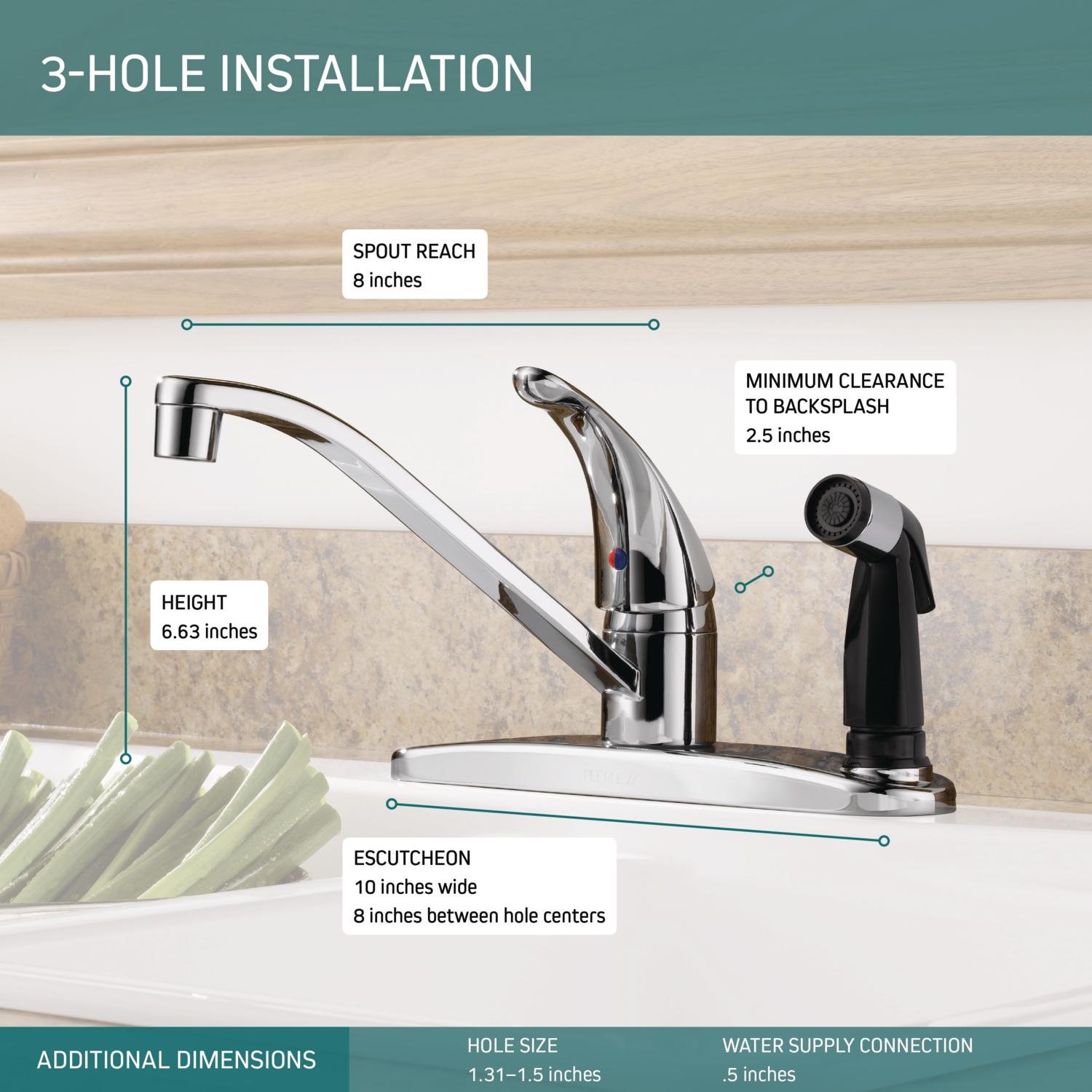 Peerless P114LF Single Handle Pull-Down Kitchen Faucet in Chrome Finish - Perfect for Modern Kitchens, Dishwashing & Food Prep